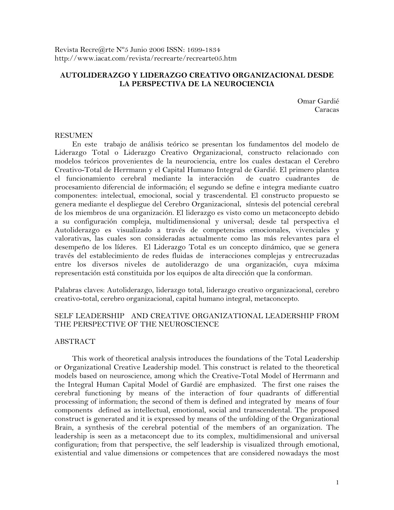 Autoliderazgo y liderazgo organizacional desde la perspectiva de la neurociencia